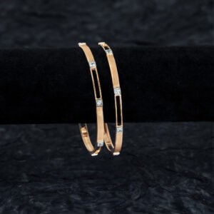 18K Geometric Charm Gold Bangles