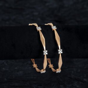 18K Gold Twisted Floral Diamond Bangles