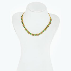 Jo Antique Emerald Elephant Design Necklace